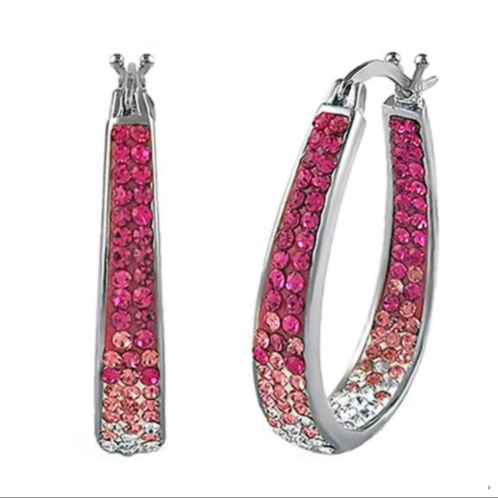 Swarovski Pink Crystal Inside Out Hoop Earrings